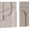 Minimalist Gray Geometric Wall Decor Featuring Abstract Panel And Curved Shapes 3d model