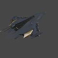 Futuristic Spaceship 3D Model With Sleek Design Multiple Engines And Weapon Turrets