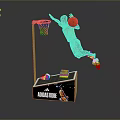 Mini Basketball Hoop Toy Featuring Athlete Figure In Dunk Action With Yellow Accessories