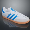 Stylish And Comfortable White Casual Shoes With Blue Stripes And Brown Sole For Daily Use