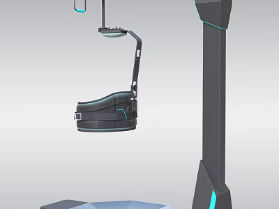 Modern VR Entertainment Electronics Seat Offering Immersive Experience With Blue Lighting And Tall Stand 3d model