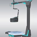 Modern VR Entertainment Electronics Seat Offering Immersive Experience With Blue Lighting And Tall Stand