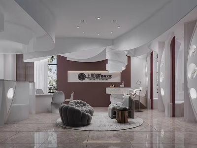 Elegant Modern Wedding Dress Store Showroom With Bridal Gowns And Reception Area 3d model