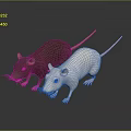 Two Brown and White Mice as Main Characters in Realistic 3D Rendering on Dark Background 3d model