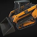 Tracked Skid Steer Loader With Yellow Body Black Bucket And Protective Cage