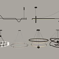 Modern Chandeliers with Various Circular and Linear Designs for Home Decor 3d model