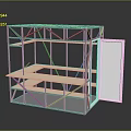 Modern Metal Frame Storage Shelving Unit With Light Wooden Shelves And White Door