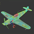 Light Blue Aerospace Aircraft Model Featuring Propeller Cockpit And Biplane Wings Design
