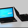 MSI Laptop With Blue Screen Display And Keyboard Design Features 3d model