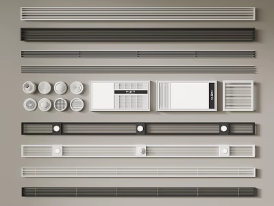 Modern Air Conditioner Vents With Various Linear Grille And Circular Design Styles 3d model