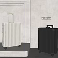 Poliform White And Black Suitcases With Aluminum Stripes And Wheels Design