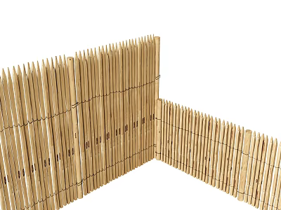 Bamboo Garden Partition With Pointed Slats And Woven Design For Outdoor Use 3d model