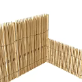 Bamboo Garden Partition With Pointed Slats And Woven Design For Outdoor Use