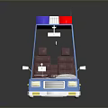 Blue Police Car Model With Red And Blue Emergency Lights Transparent Windshield And Brown Seats