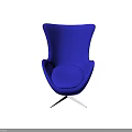 Blue Modern Accent Chair With Curved Backrest And Silver Star Shaped Base