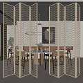 New Chinese-style screen metal folding partition 3d model