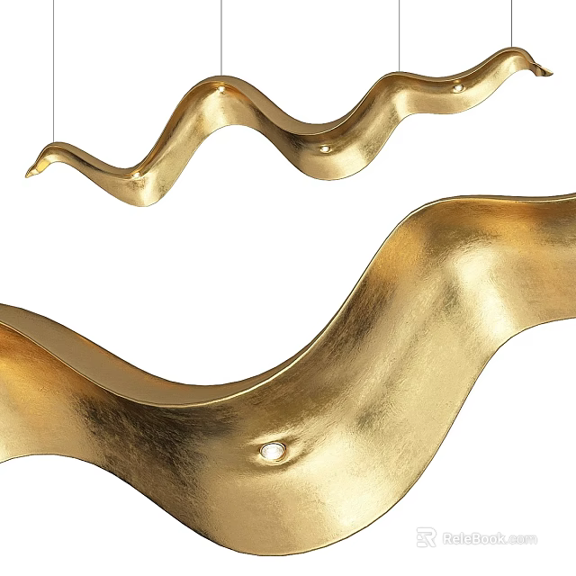 Modern Gold Wavy Chandelier For Elegant Interior Decor And Lighting Design 3d model 