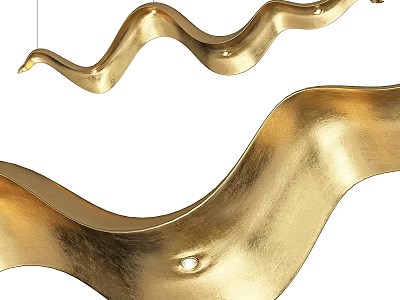 Modern Gold Wavy Chandelier For Elegant Interior Decor And Lighting Design 3d model