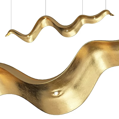 Modern Gold Wavy Chandelier For Elegant Interior Decor And Lighting Design 3d model