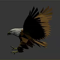 3D Origami Style Eagle Sculpture With Spread Brown Wings And White Head