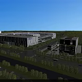 Modern Industrial Factory Building Design With Large Glass Windows Steel Structure And Green Surroundings
