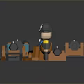 Pirate Themed Cannons With Orange And Gray Parts Wheels And Miniature Figure