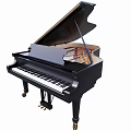 Black Grand Piano Musical Instrument With Classic Design Polished Surface And Wooden Legs