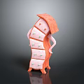 Orange Anthropomorphic Chest of Drawers With Multiple Drawers Arm Like Details And Unique Top Structure