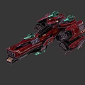 Red Sci-Fi Spaceship Model With Detailed Exterior And Mechanical Engine Parts