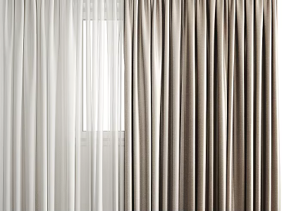 Luxurious Modern Curtains With Light Filtering And Solid Color Design 3d model