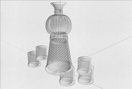 Modern Cup Crystal Jug Bottle Juice Cup Wine Glass Classical 3d model