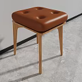 Minimalist Single Chair With Brown Button Tufted Seat And Light Wooden Legs
