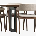 Modern Wooden Dining Table Set With Upholstered Chairs And Simple Design 3d model