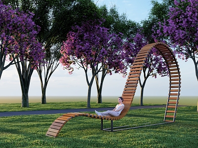 Outdoor leisure lounge chair landscape model