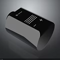 Modern Black Silver Cylindrical Device With Buttons And Brand Logo Reflective Base 3d model