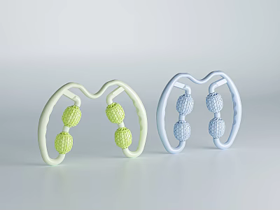 Light Green And Light Blue M Shaped Medical Massage Devices With Therapy Balls For Rehabilitation 3d model