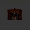 Ornate Vintage Wooden Fireplace Mantel With Intricate Carvings And Decorative Inserts