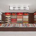 Premium Liquor and Tobacco Store Interior with Well Arranged Shelves Display Cases and Fine Products