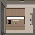 Elegant Modern Wooden Sideboard Interior With LED Lighting Countertop And Drawers