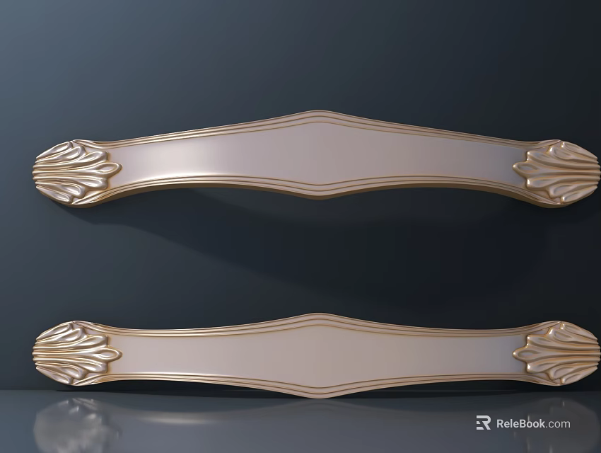 Elegant Decorative Furniture Handles With Gold Accents And Ornate End Designs 3d model 