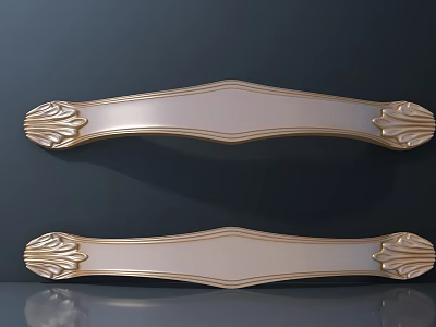 Elegant Decorative Furniture Handles With Gold Accents And Ornate End Designs 3d model