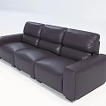 Modern Black Leather Multi Seat Sofa With Comfortable Cushions And Armrests 3d model