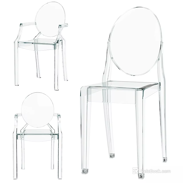 Transparent Single Chair Modern Design With Clear Acrylic Material And Ergonomic Structure 3d model 