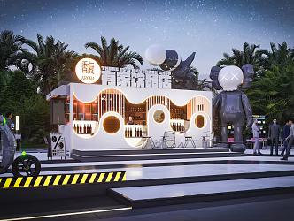 modern container catering building 3d model