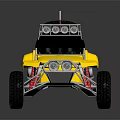 Off Road Terrain With Yellow Buggy Large Tires Roof Rack And Red Flag 3d model