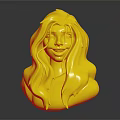 3D Female Character Bust with Long Blond Hair and Pink Outfit in Dark Setting