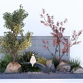 Plant modeling tree landscape sketch tree pool flower pool flower box 3d model