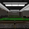 Modern Internet Cafe With Pool Tables Bar Counter And Spacious Interior 3d model