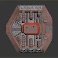 Industrial Equipment With Red Panel White Cross Symbol Top Antennas Hexagonal Base And Circular Dials