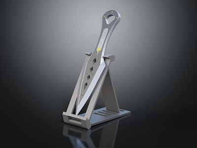Stainless Steel Kitchen Knife With Modern Metal Stand Holder Design 3d model